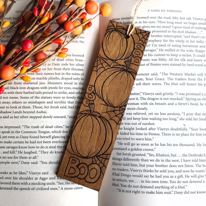 Pumpkin Fall Bookmark for the Autumn Season, Halloween Ghost Bookmarks for Book Lovers, Birthday Gift, Spooky Reading Festival