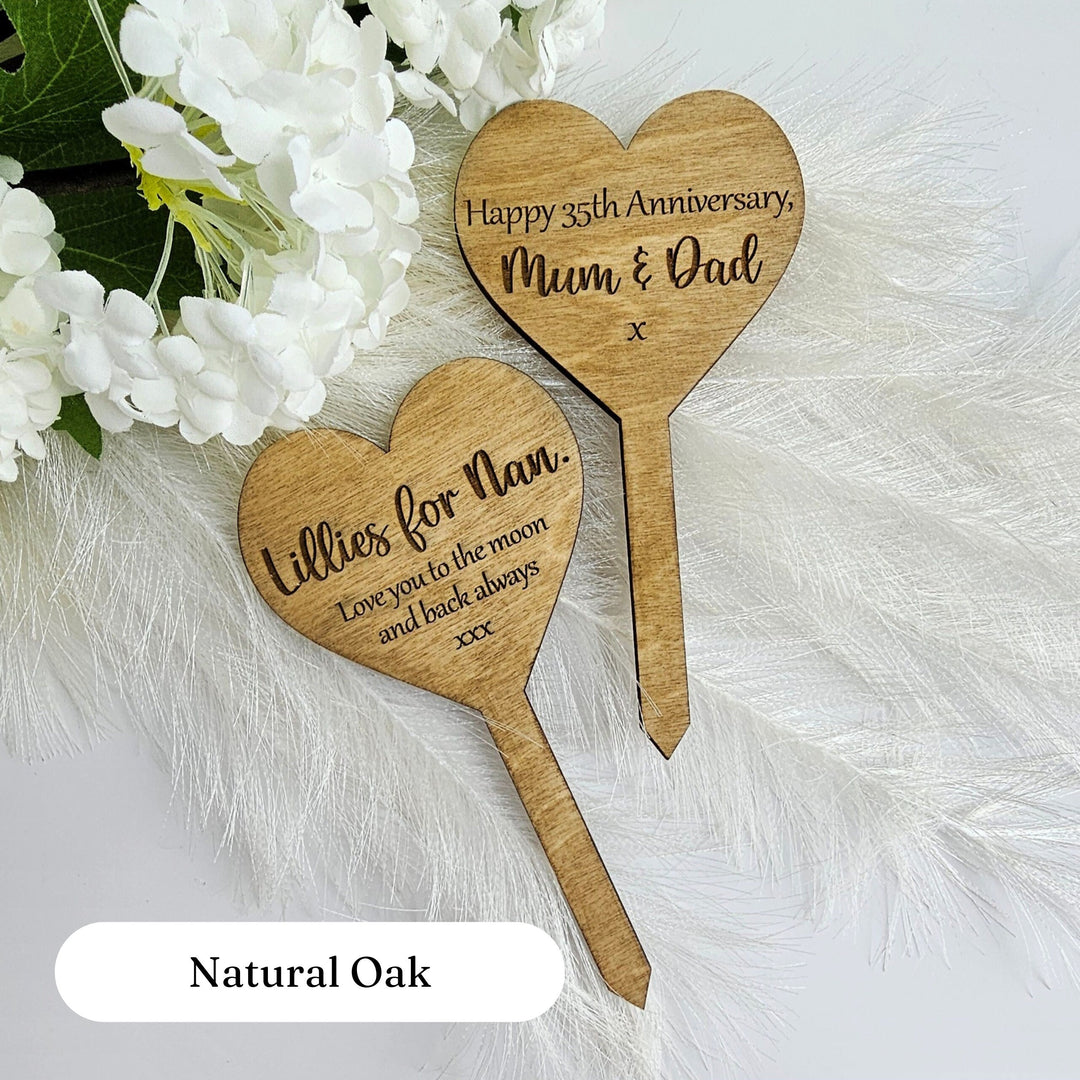 Personalised wooden plant gift tag - Heart shape