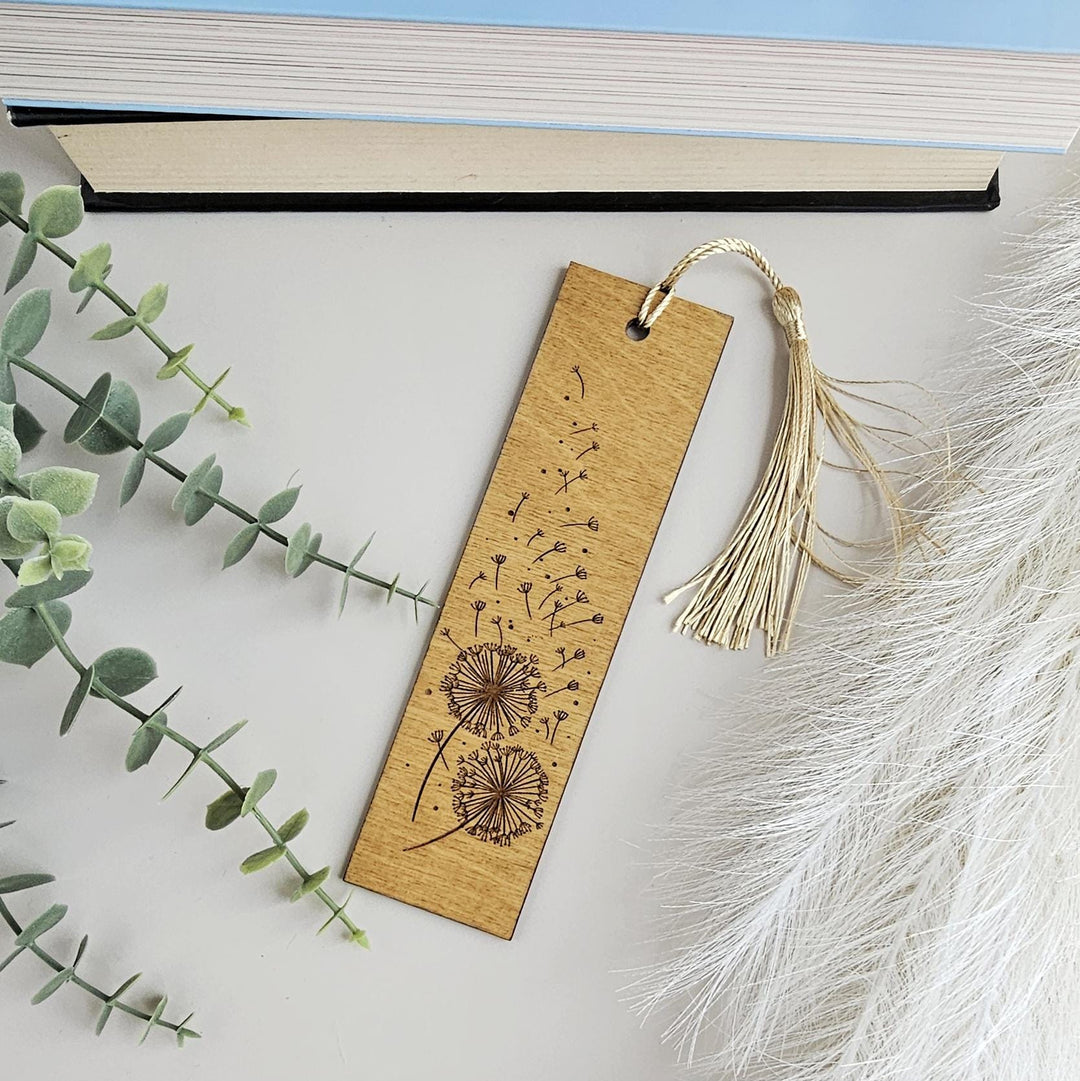 Floral Engraved Wooden Bookmark