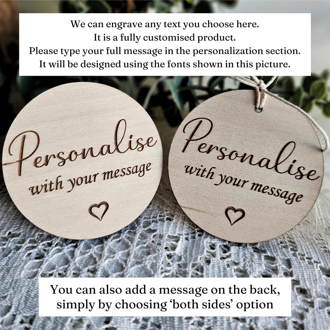 Personalised wooden birthday gift tag