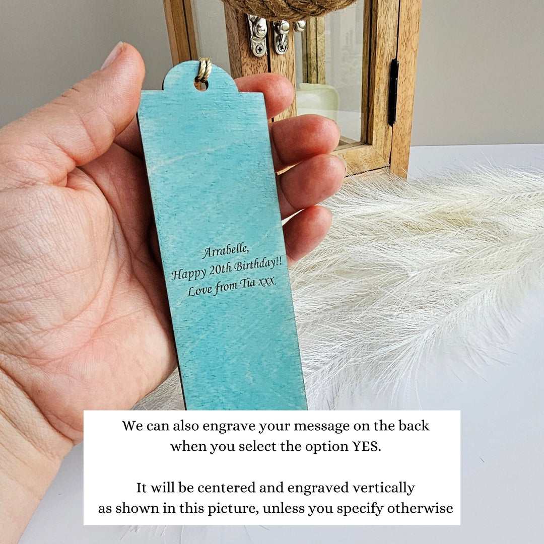 Cat and Books Lover's Engraved Wooden Bookmark - Custom Gift for Readers