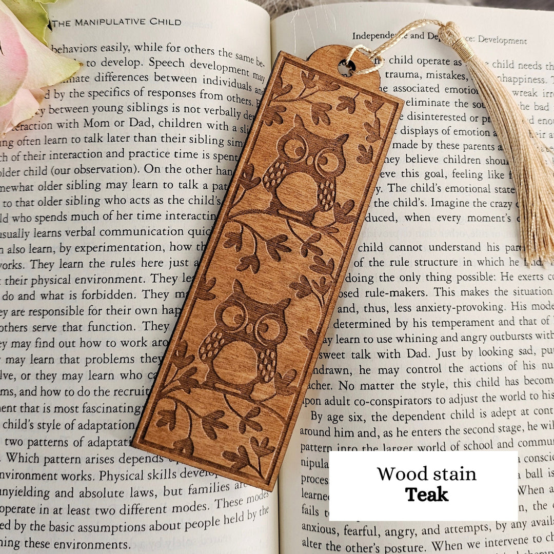 Owl Wooden Bookmark, Personalised Laser Engraved Book Lover Gift