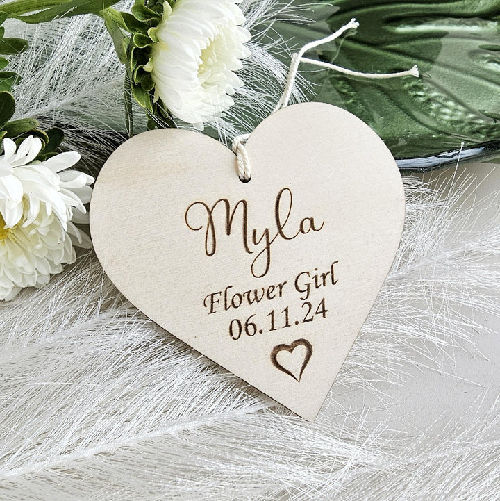 Wooden Rustic Bridal Party Keepsake - Personalised Wedding Ornament Gift