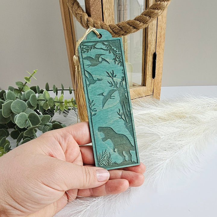 Wooden Dinosaur Bookmark - Customised Gift for Book Lovers, Children, Birthday, Nursery and School Leavers