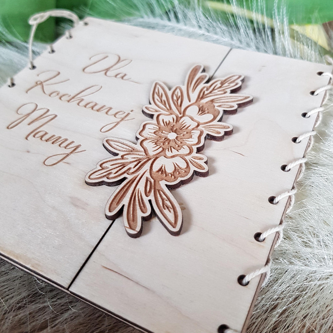 Personalised Rustic Wooden Folding Card - Keepsake for Polish Mother's Day - Kartka Prezent na Dzien Mamy