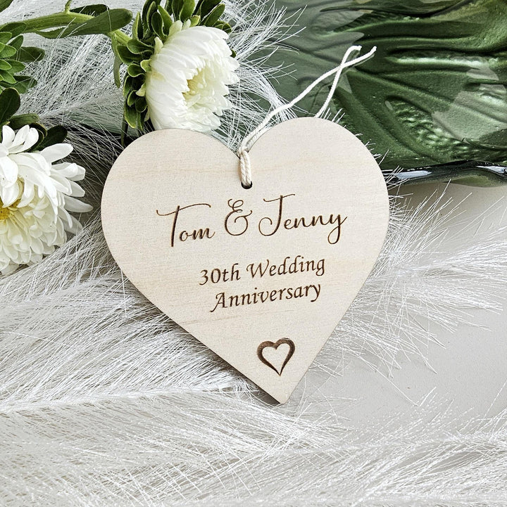 Personalised wooden anniversary gift tag - Keepsake ornament