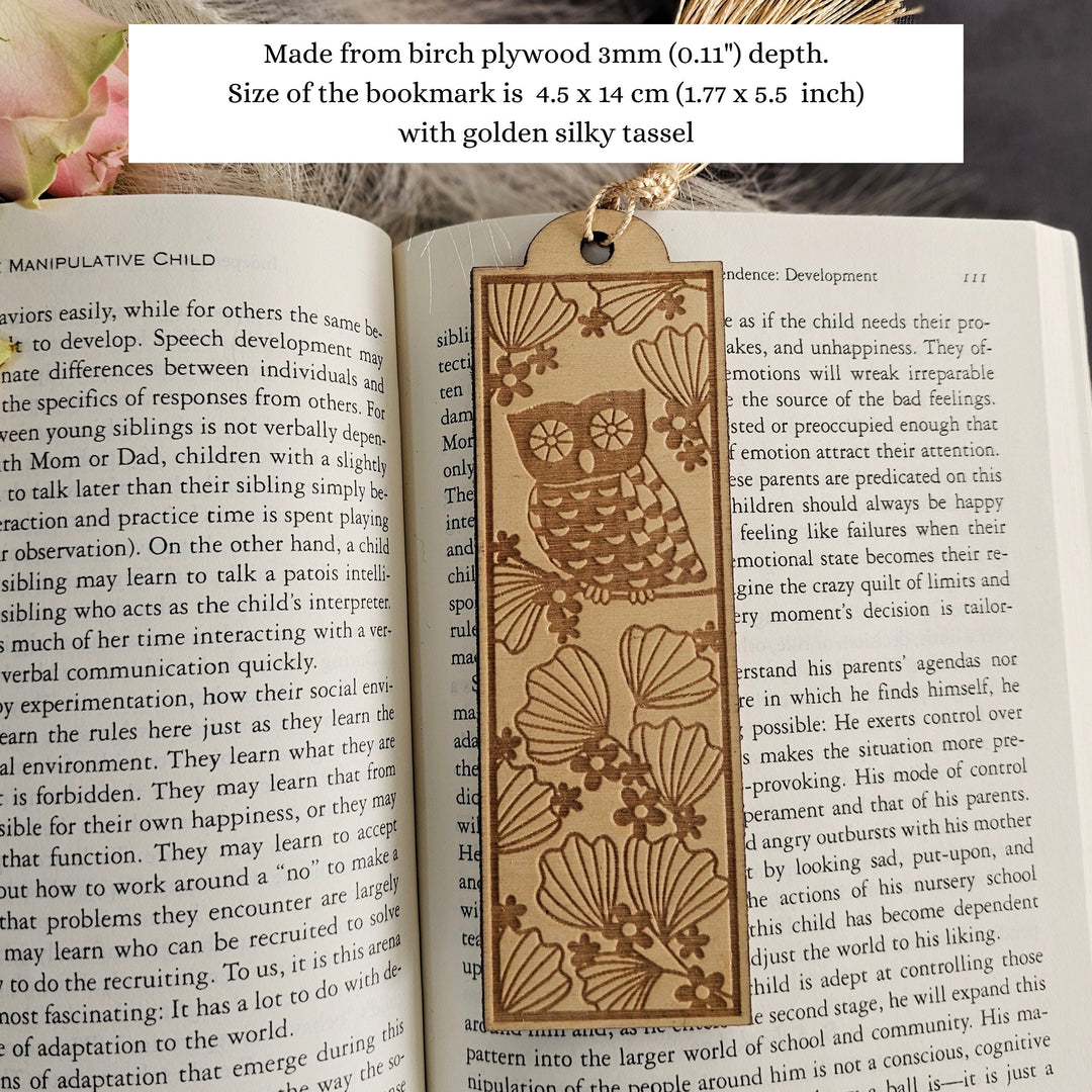 Owl Wooden Bookmark, Personalised Laser Engraved Book Lover Gift