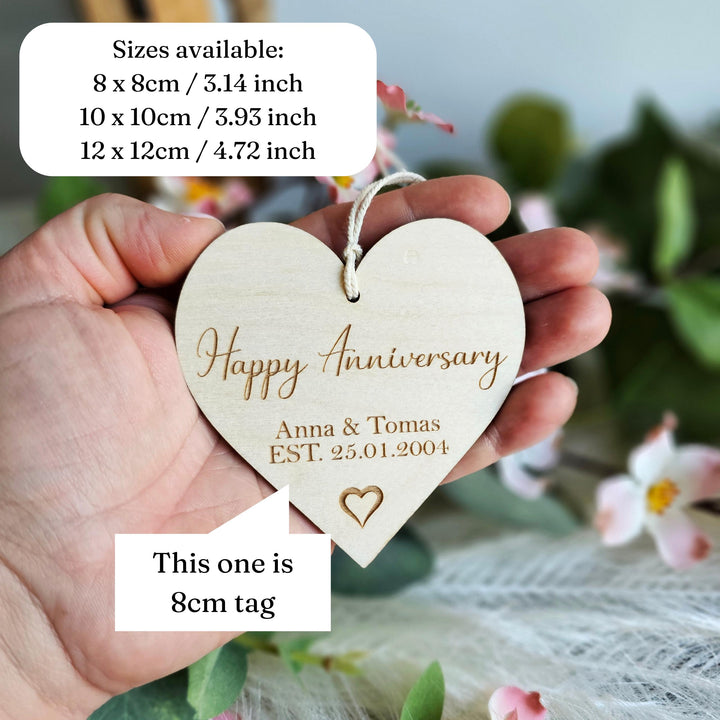 Happy Anniversary Keepsake - Personalised  Wooden Rustic Gift Tag