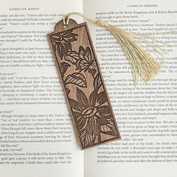 Sunflower Wooden Bookmark, Personalised Laser Engraved Book Lover Gift