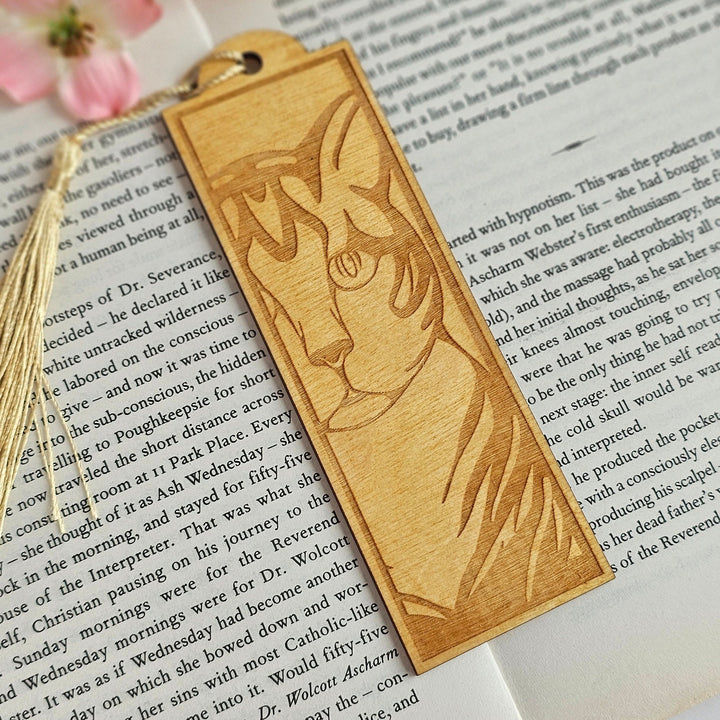 Wild Cat Wooden Bookmark - Personalised Book Lover's Engraved Gift