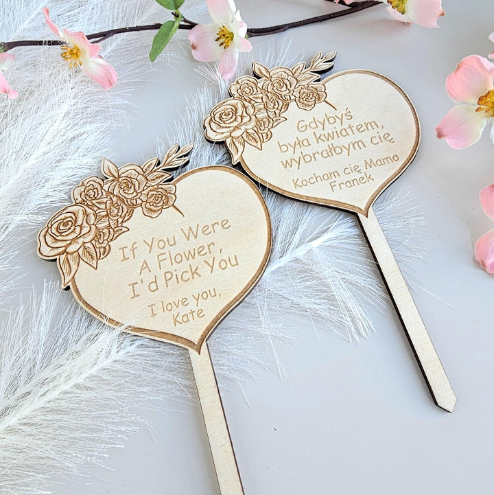 Personalised plant gift tag - rose heart plant stake