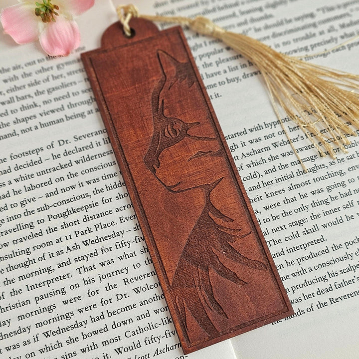 Wild Cat Wooden Bookmark - Personalised Book Lover's Engraved Gift