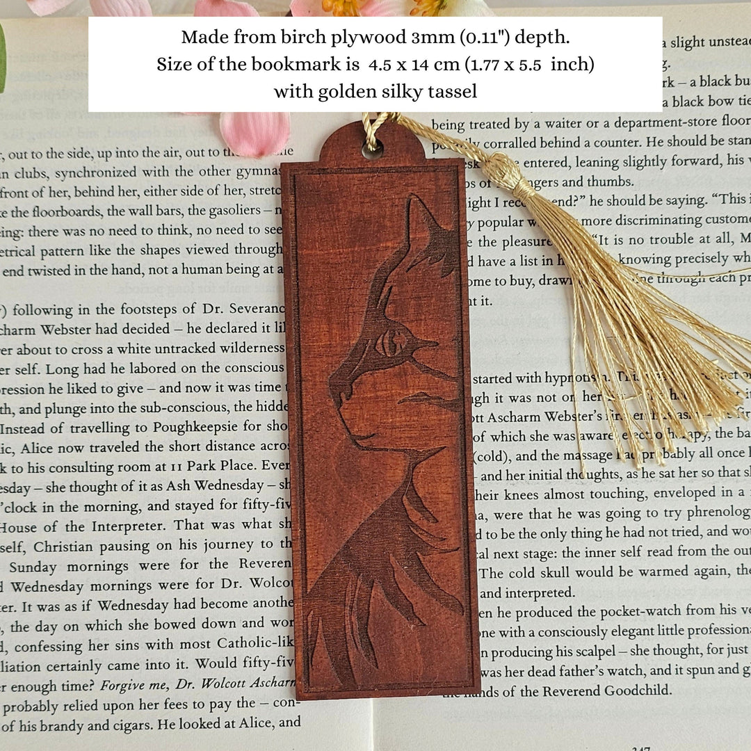 Wild Cat Wooden Bookmark - Personalised Book Lover's Engraved Gift