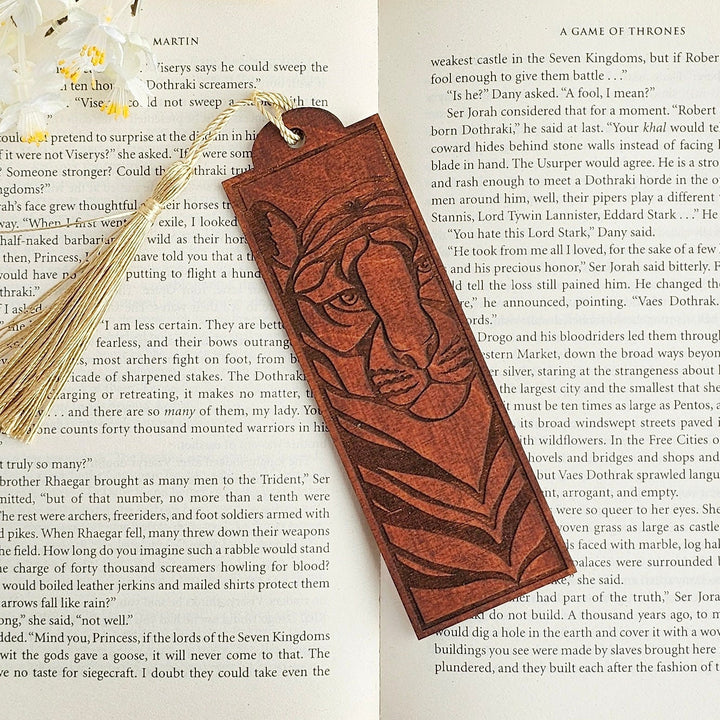 Tiger Wooden Bookmark - Personalised Book Lover's Engraved Gift