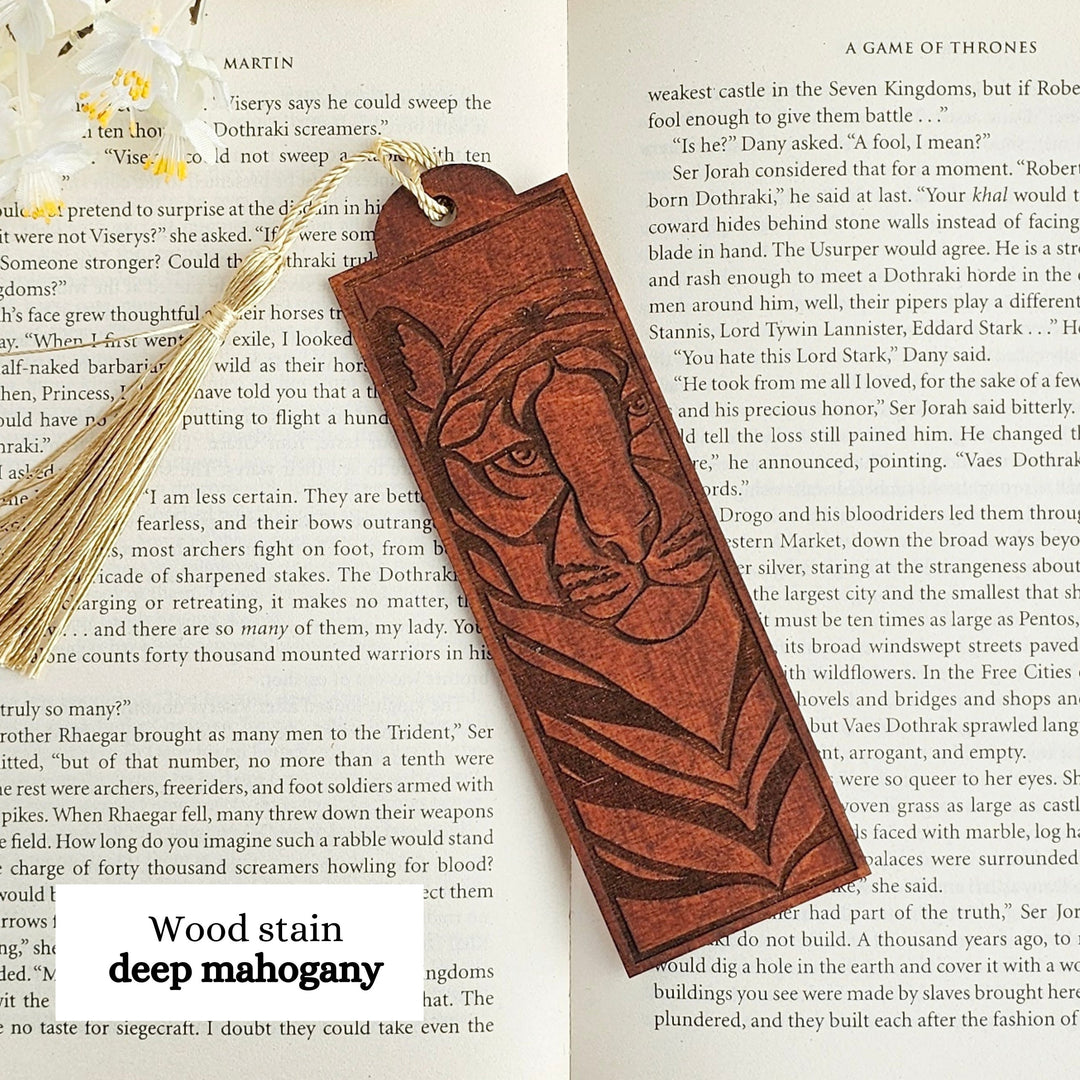 Tiger Wooden Bookmark - Personalised Book Lover's Engraved Gift