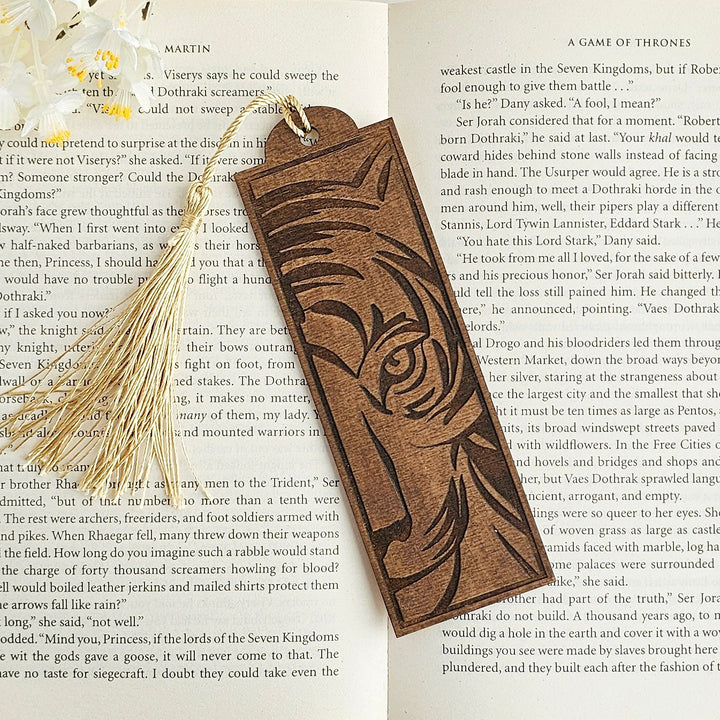 Tiger Wooden Bookmark - Personalised Book Lover's Engraved Gift