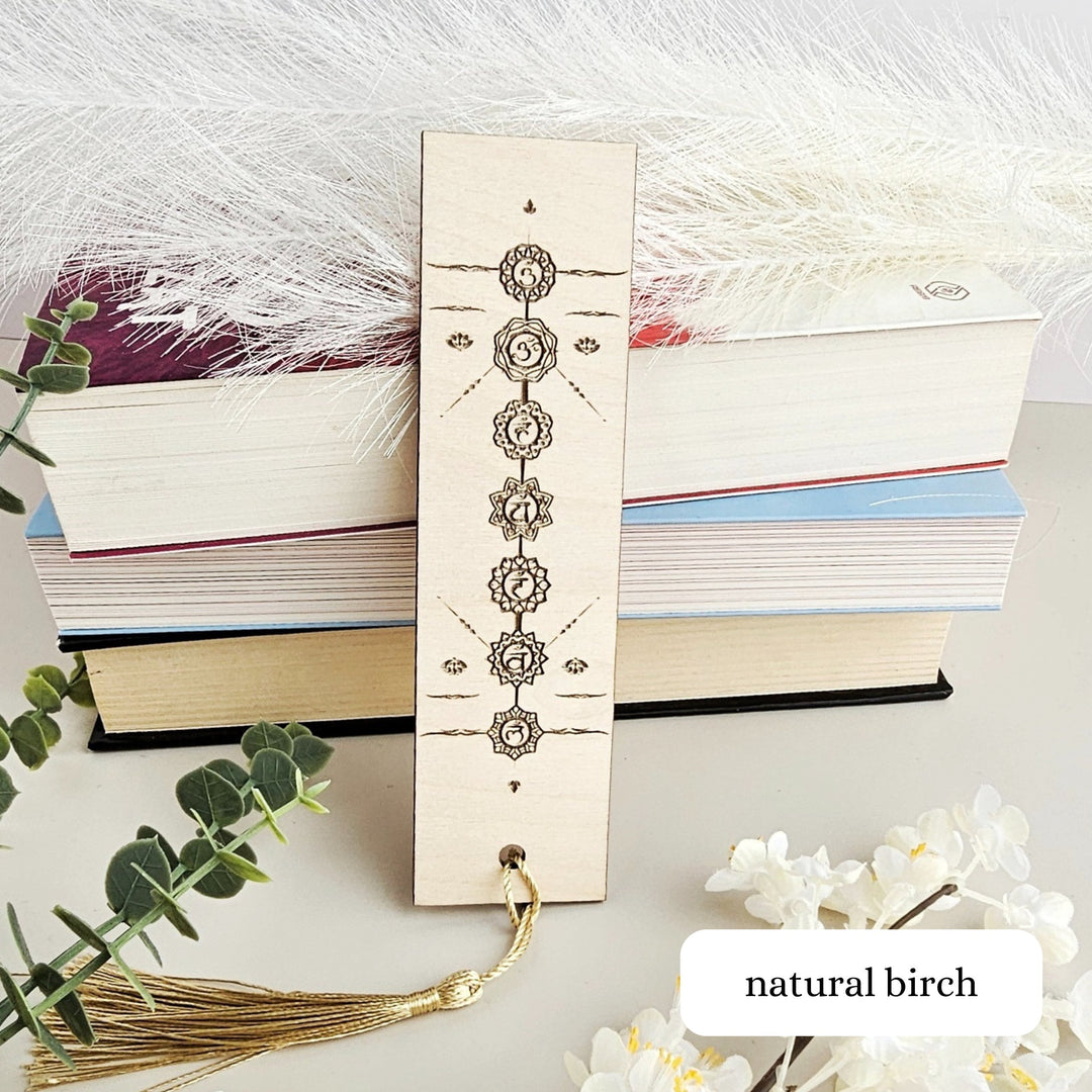 Chakra Yoga Wooden Bookmark - Personalised Engraved Book Lover's Gift