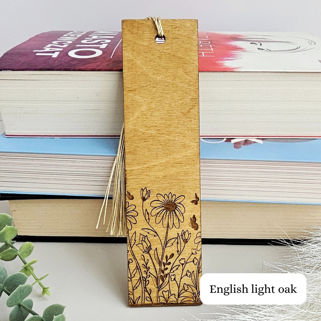 Floral Wooden Bookmark - Personalised Book Lover's Engraved Gift