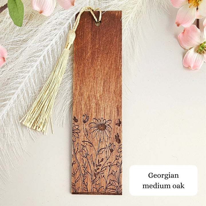 Floral Wooden Bookmark - Personalised Book Lover's Engraved Gift