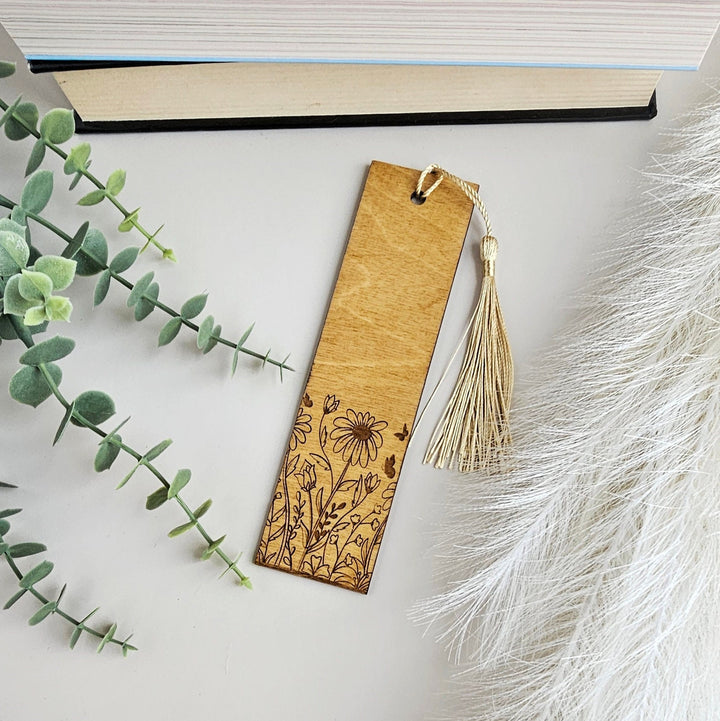 Floral Wooden Bookmark - Personalised Book Lover's Engraved Gift