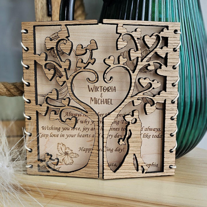 Personalised Wedding Wooden Card - Couple Love Tree