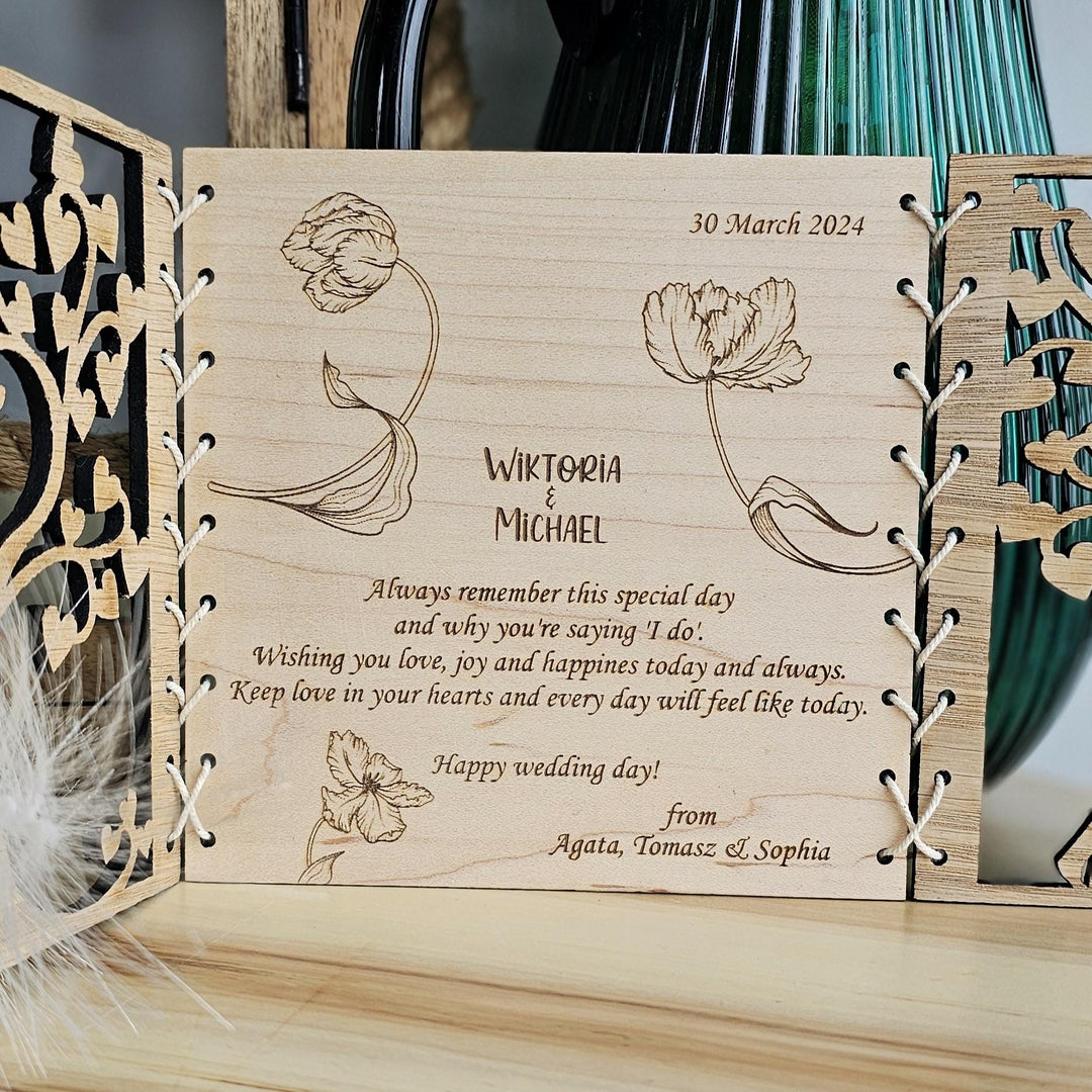 Personalised Wedding Wooden Card - Couple Love Tree