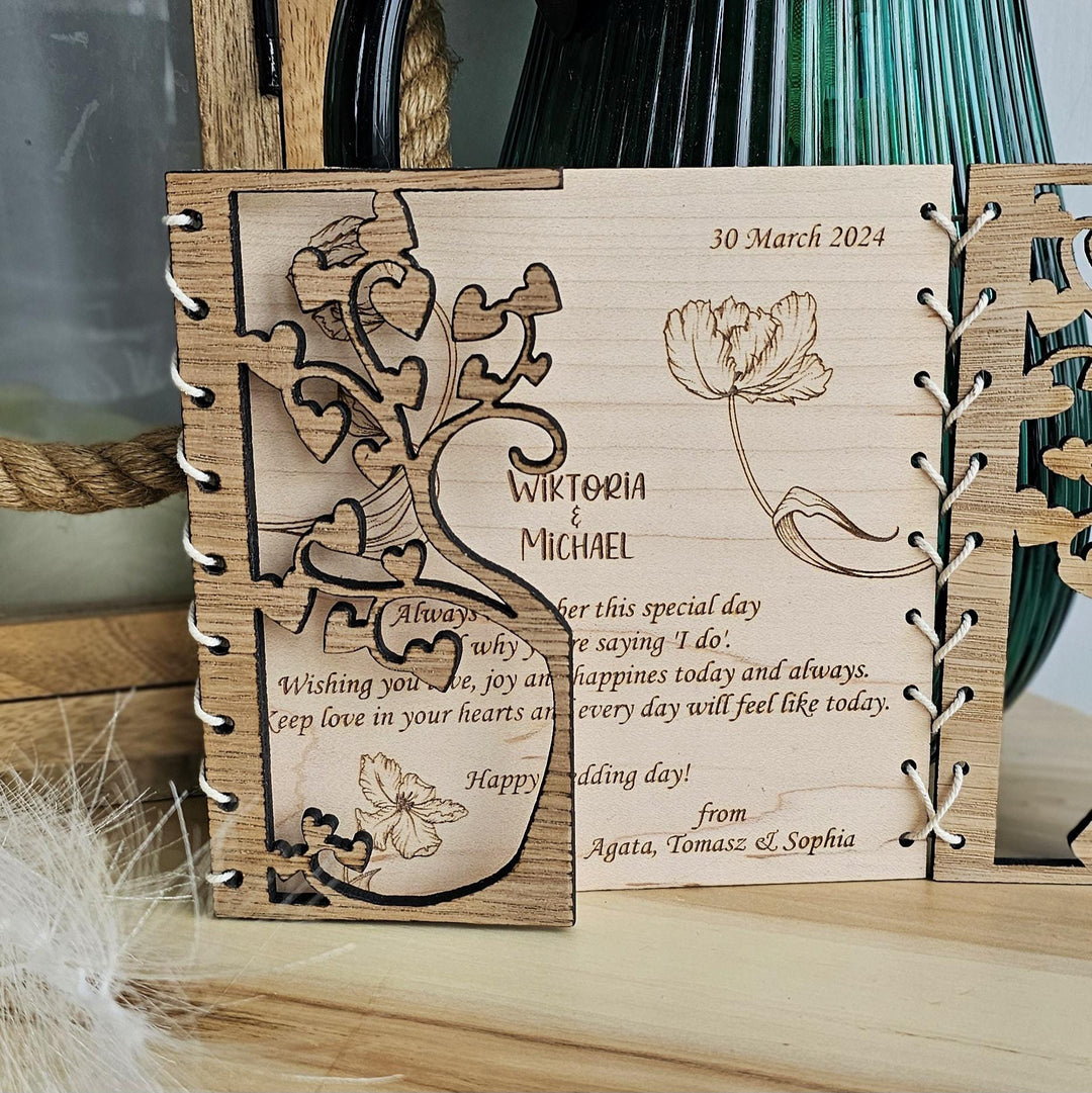 Personalised Wedding Wooden Card - Couple Love Tree