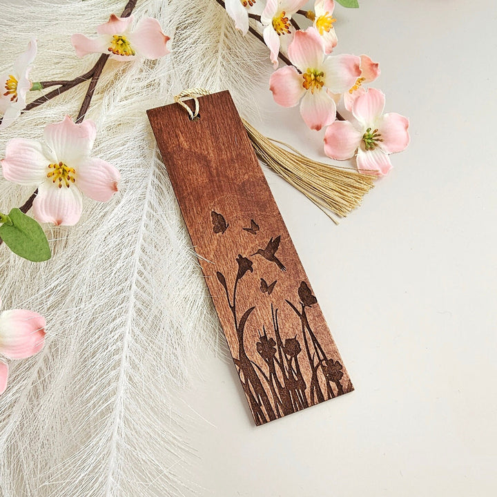 Floral Wooden Bookmark - Personalised Book Lover's Engraved Gift