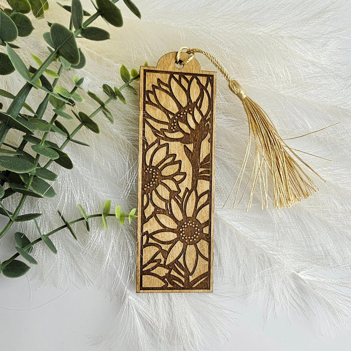 Sunflower Wooden Bookmark, Personalised Laser Engraved Book Lover Gift