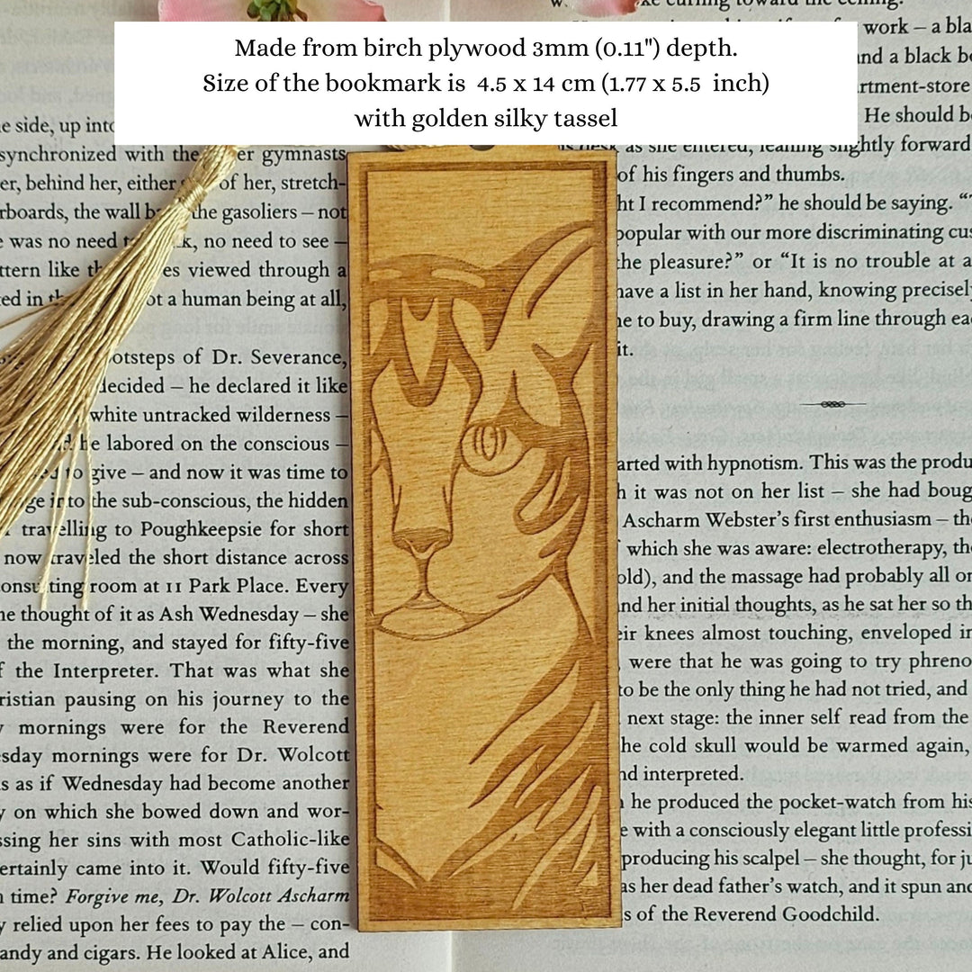 Wild Cat Wooden Bookmark - Personalised Book Lover's Engraved Gift