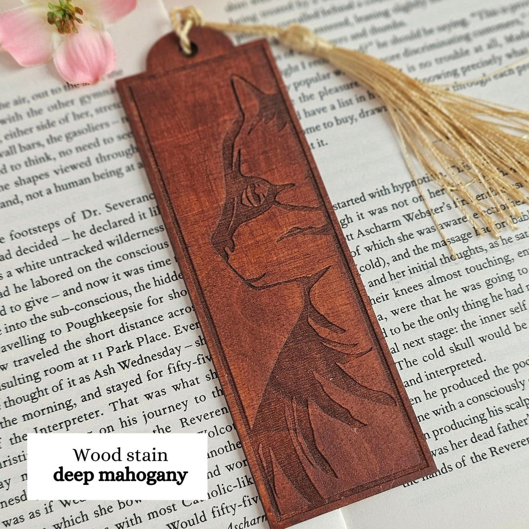 Wild Cat Wooden Bookmark - Personalised Book Lover's Engraved Gift