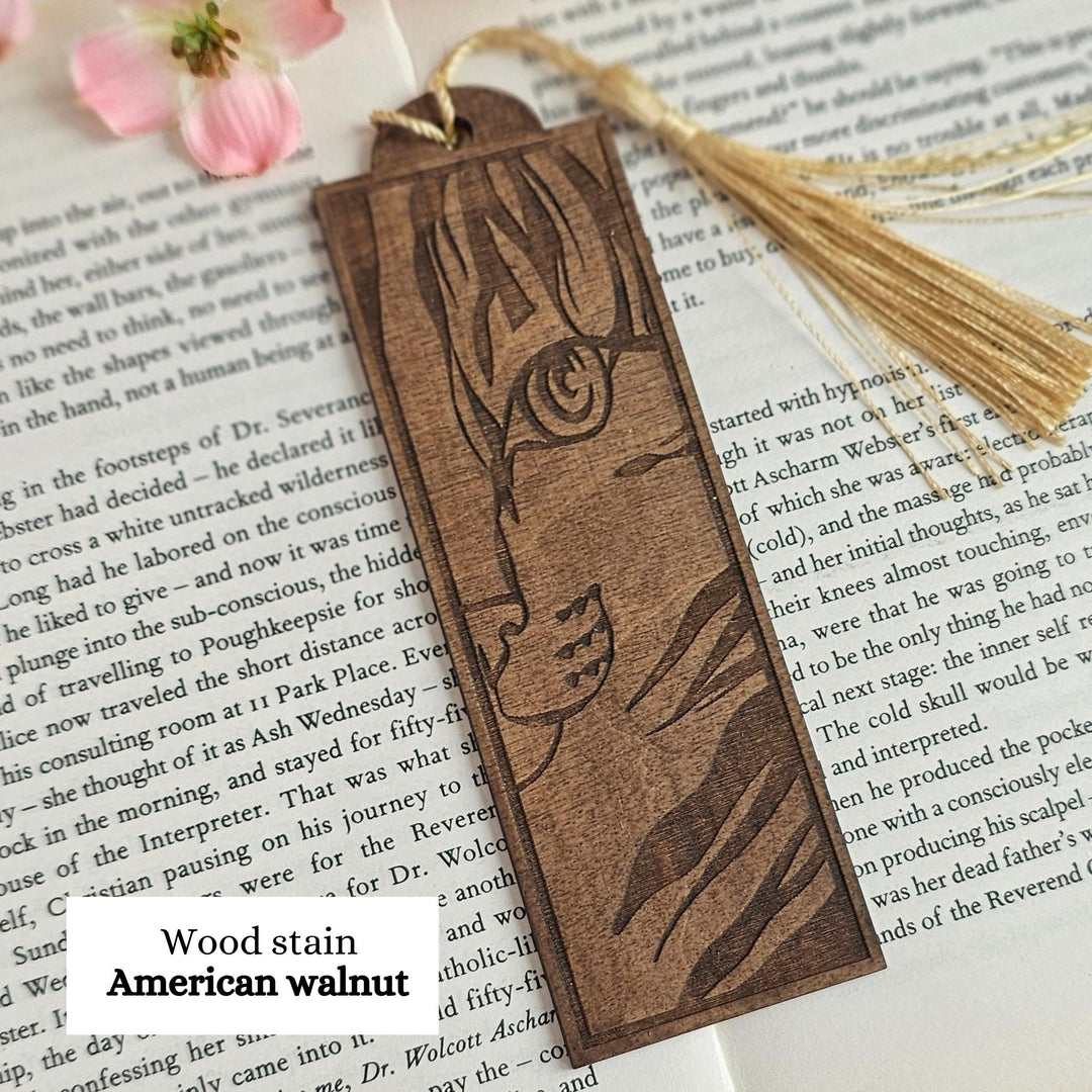 Wild Cat Wooden Bookmark - Personalised Book Lover's Engraved Gift