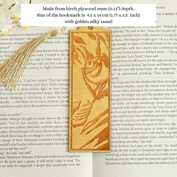 Tiger Wooden Bookmark - Personalised Book Lover's Engraved Gift