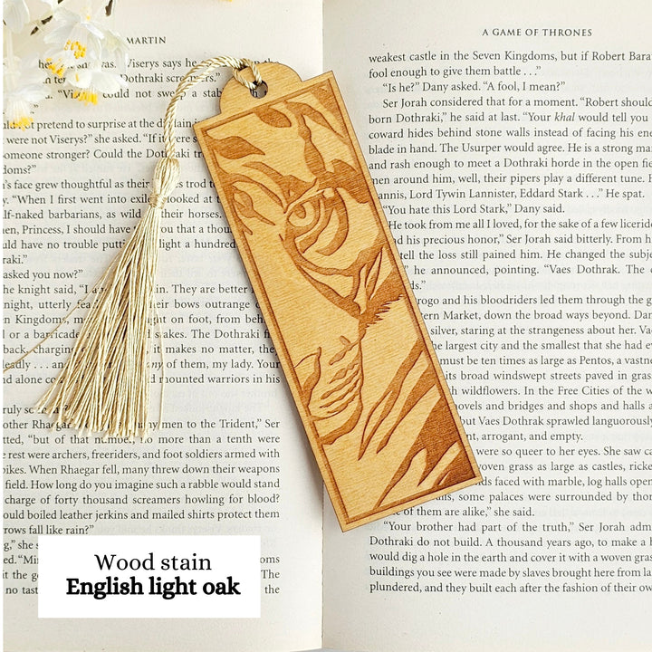 Tiger Wooden Bookmark - Personalised Book Lover's Engraved Gift