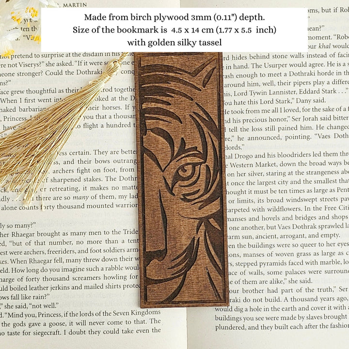 Tiger Wooden Bookmark - Personalised Book Lover's Engraved Gift