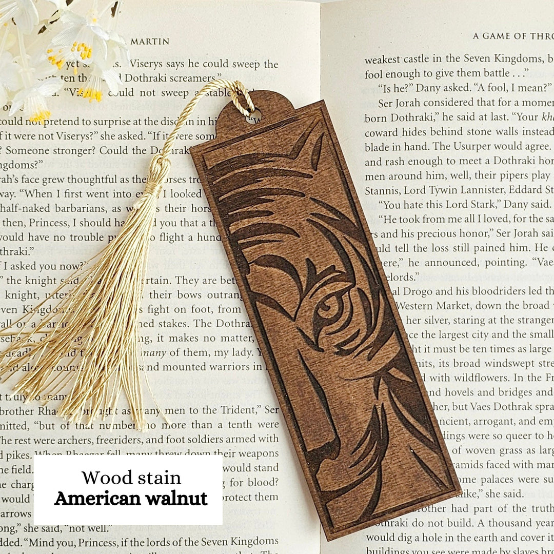 Tiger Wooden Bookmark - Personalised Book Lover's Engraved Gift