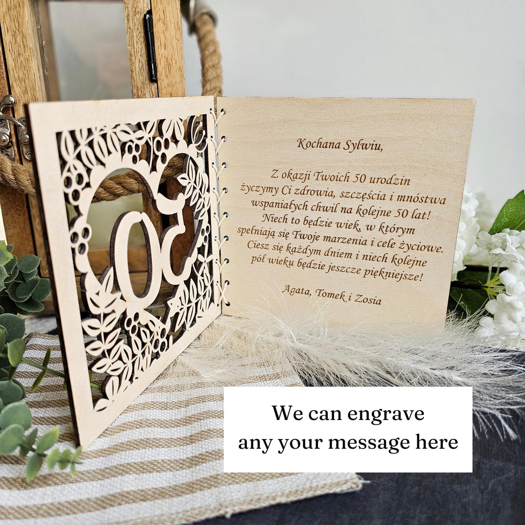 Personalised Wooden Anniversary Card: Heart of Flowers Keepsake Gift