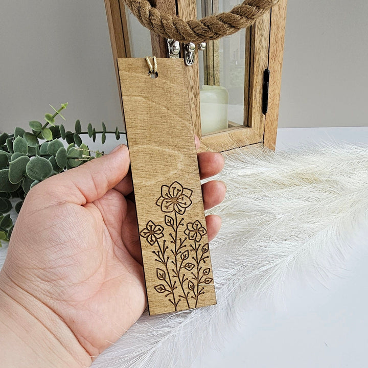 Floral Wooden Bookmark - Personalised Book Lover's Engraved Gift