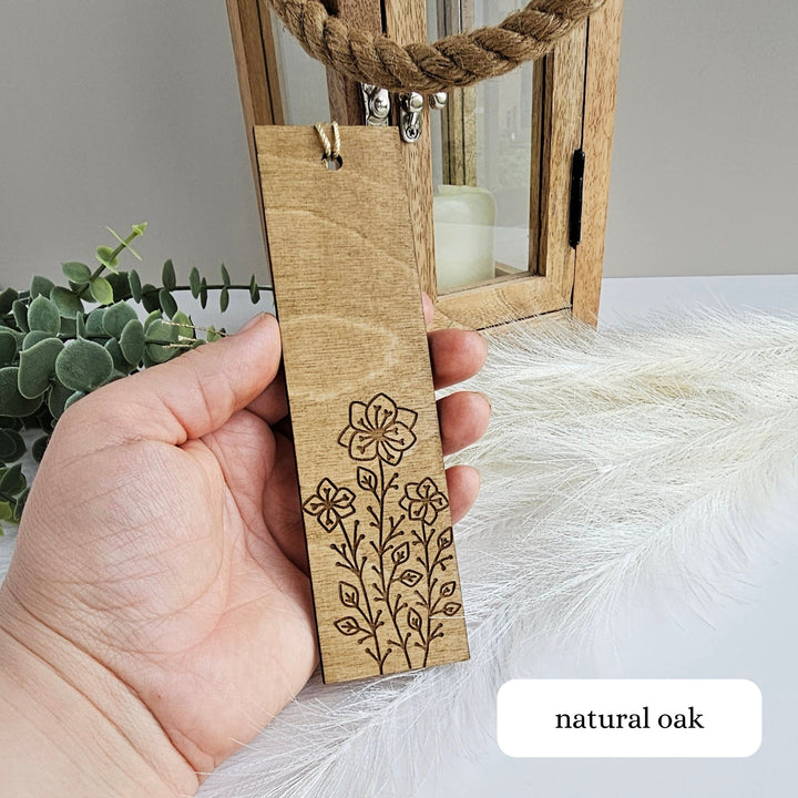 Floral Wooden Bookmark - Personalised Book Lover's Engraved Gift