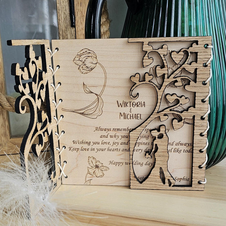 Personalised Wedding Wooden Card - Couple Love Tree