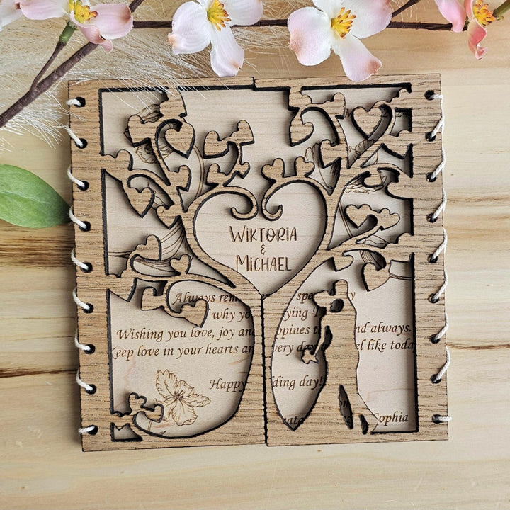 Personalised Wedding Wooden Card - Couple Love Tree