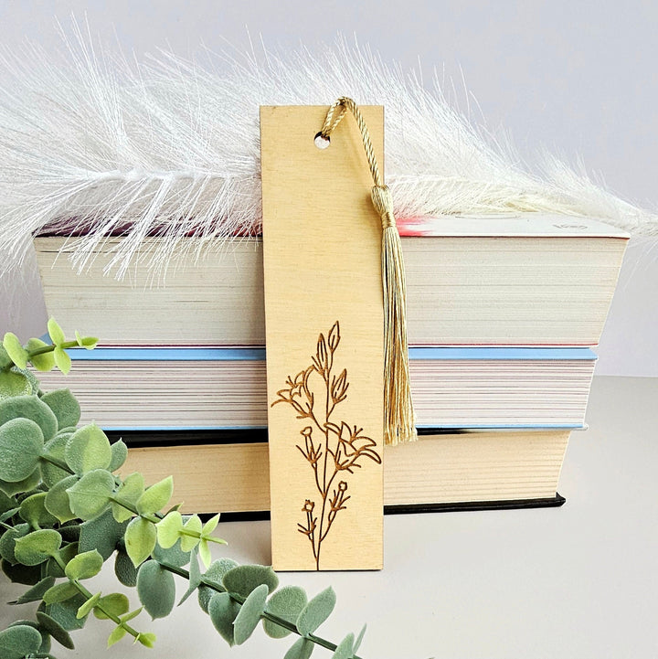 Floral Wooden Bookmark - Personalised Book Lover's Engraved Gift