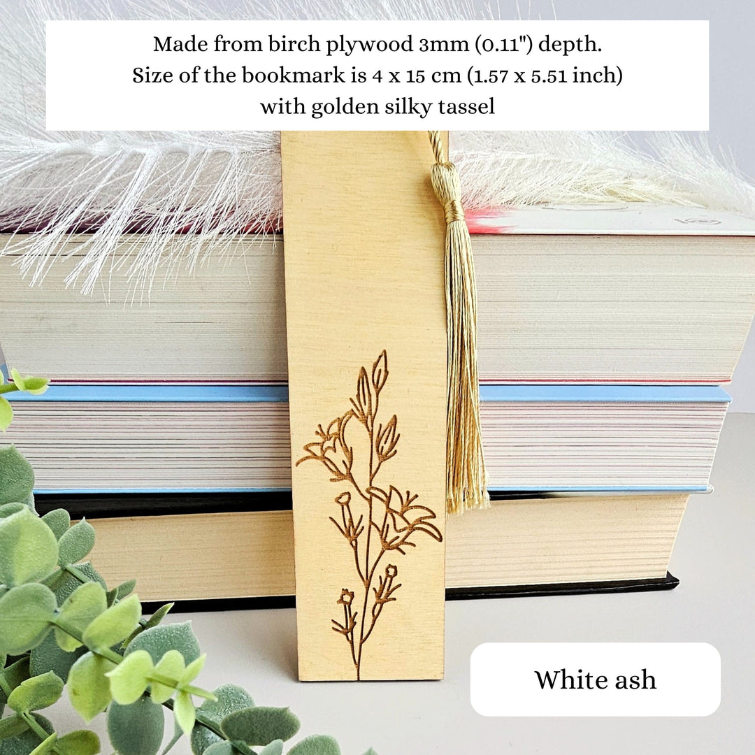 Floral Wooden Bookmark - Personalised Book Lover's Engraved Gift