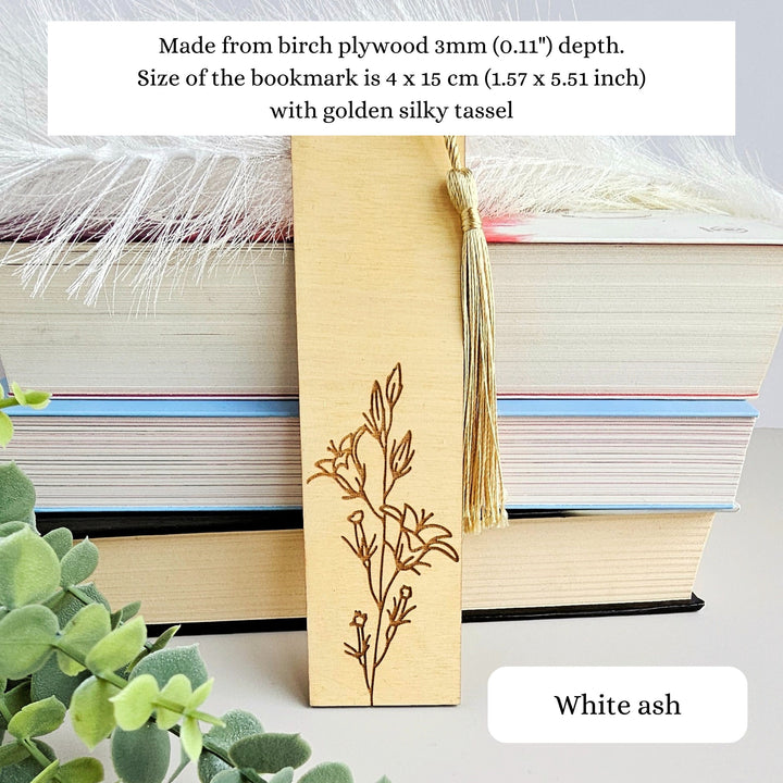 Floral Wooden Bookmark - Personalised Book Lover's Engraved Gift