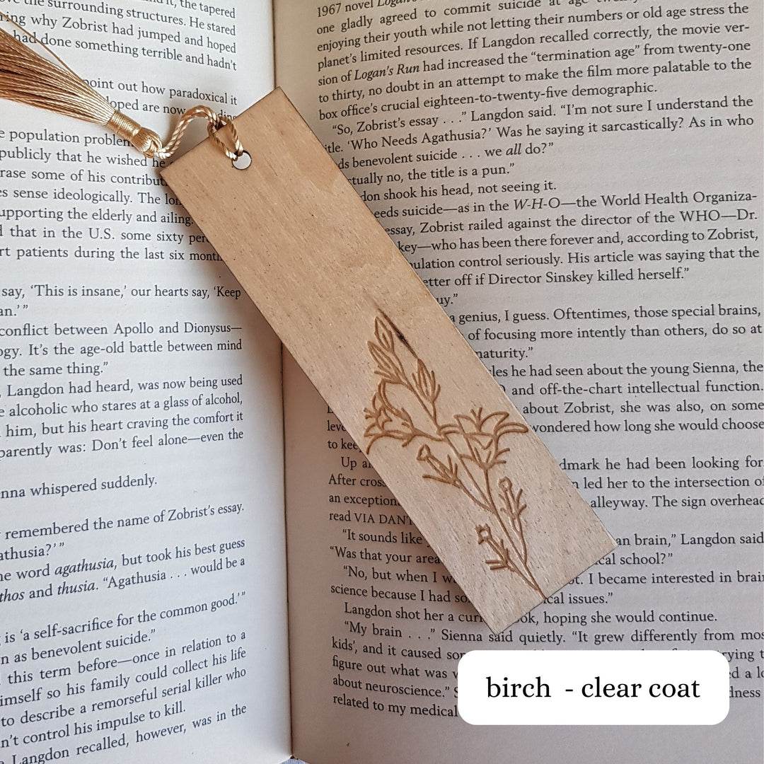 Floral Wooden Bookmark - Personalised Book Lover's Engraved Gift