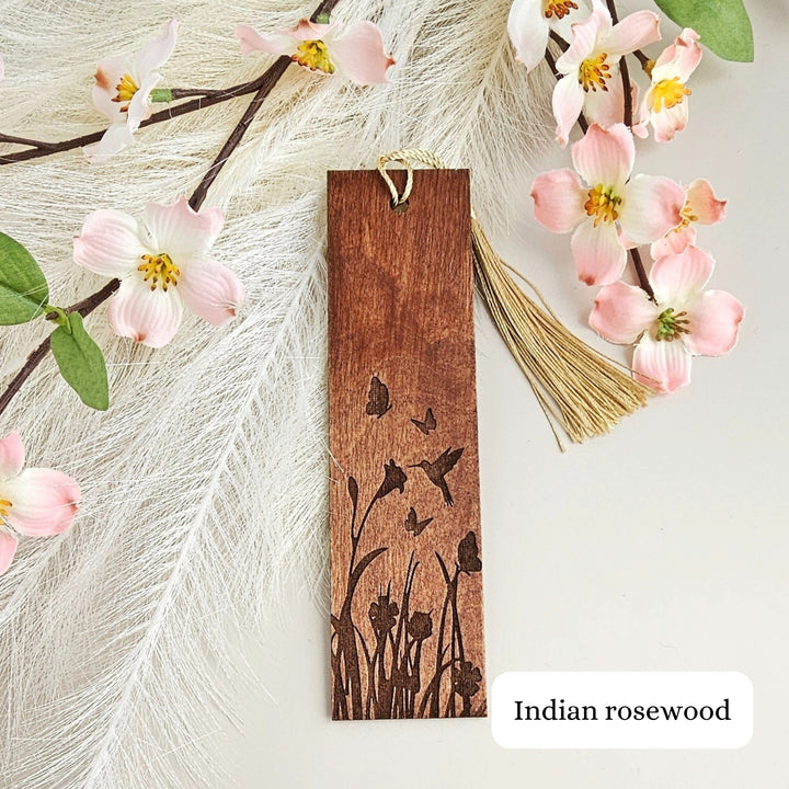 Floral Wooden Bookmark - Personalised Book Lover's Engraved Gift