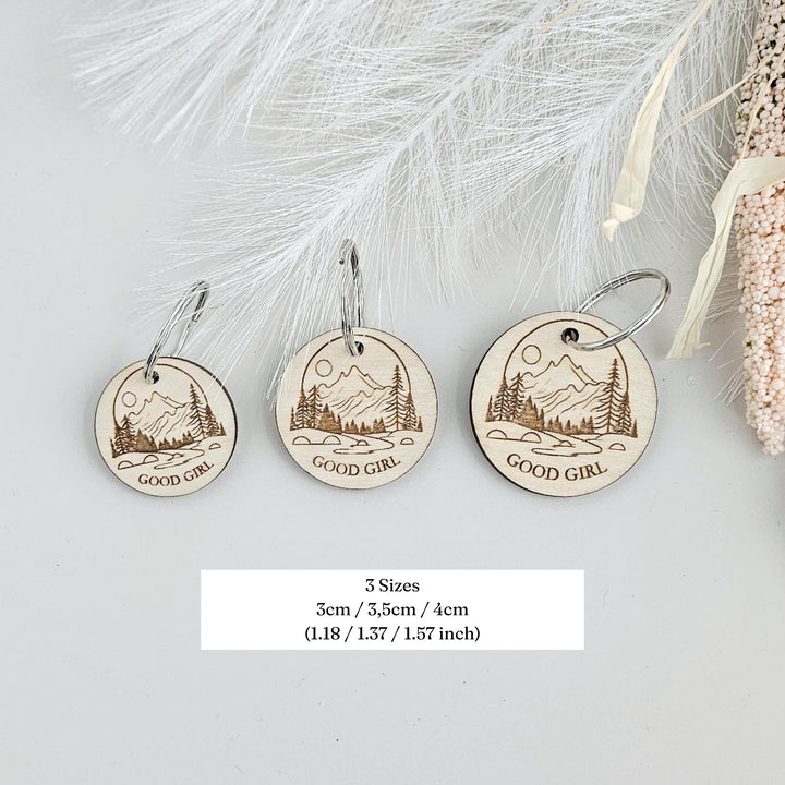 Personalised Dog Tag - Custom Engraved Mountain Wooden Pet Collar ID Tag