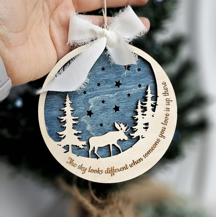 The Sky Looks Different Memorial Keepsake, Sympathy Gift, Loss Of Father Mom, In Loving Memory Bereavement Present, Christmas Ornament