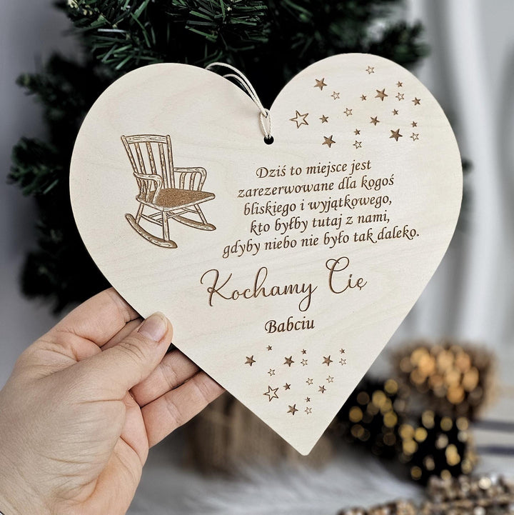 Christmas Chair Reserved Plaque, Personalised In Loving Memory Name Seat Sign, If Heaven Weren't So Far Away, Remembrance Wooden Keepsake