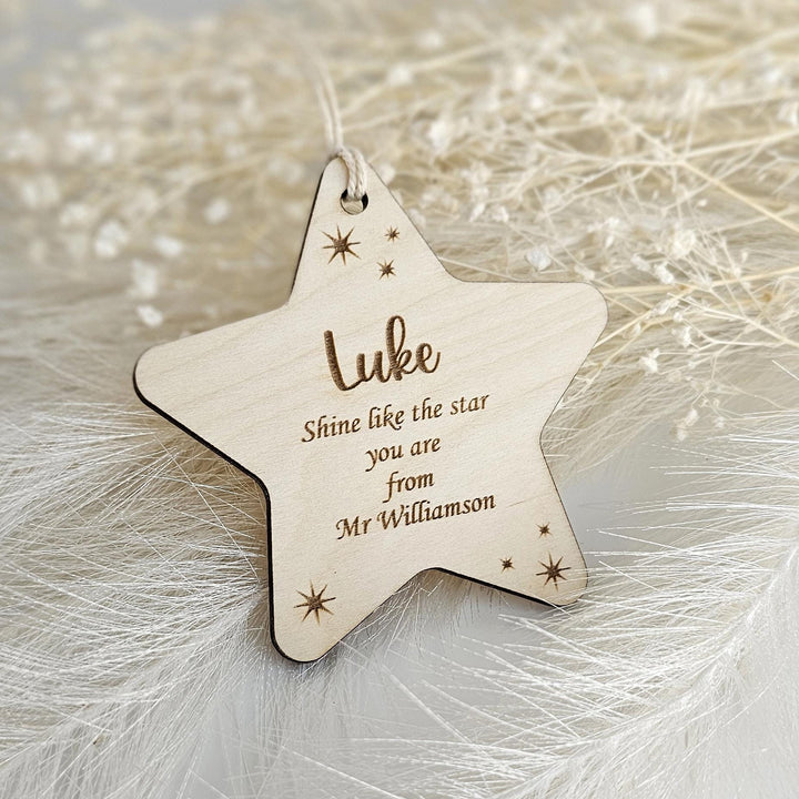 Personalised You Are a Star Wooden Token – Teacher Gift, End of Term Favor, School Leavers Keepsake, Custom Name Hanging Decoration